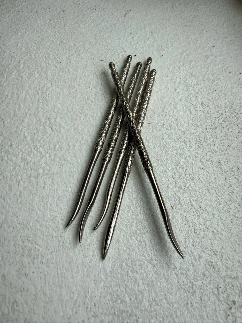 Silver Metal Decorative Cocktail Picks - Set of 5